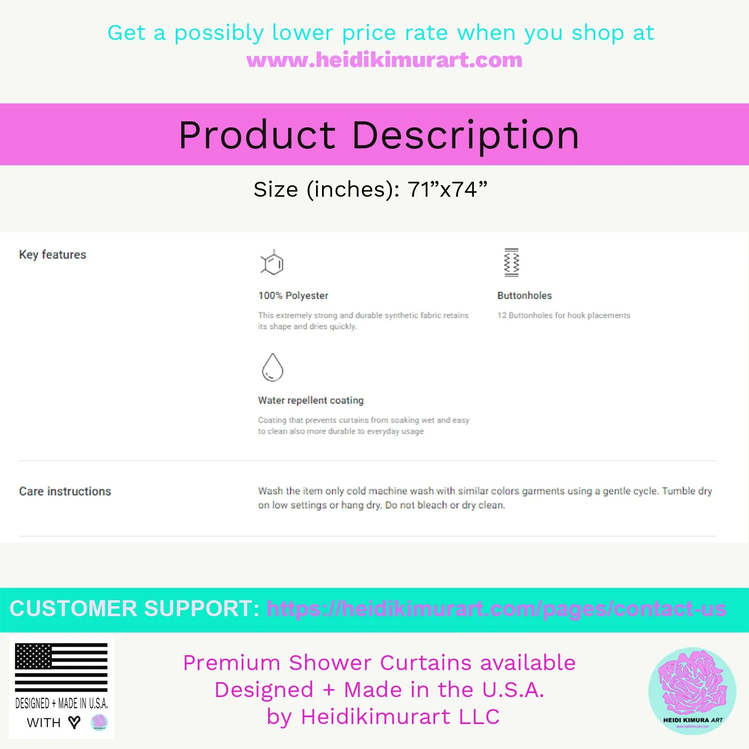 Violet Purple Rose Shower Curtains, Rose Floral Print 71"x74" Bath Curtains-Printed in USA