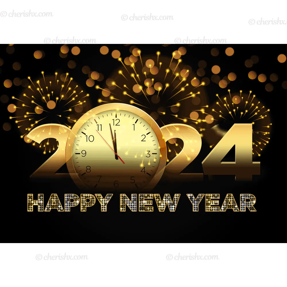 Watch 2024 Backdrop for New Year Party - Flex banner