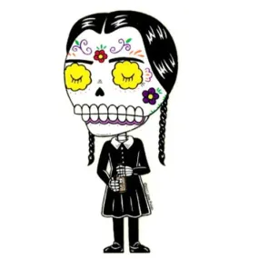 Wednesday Addams: Day of the Dead Sticker - Fresh Prints of CT