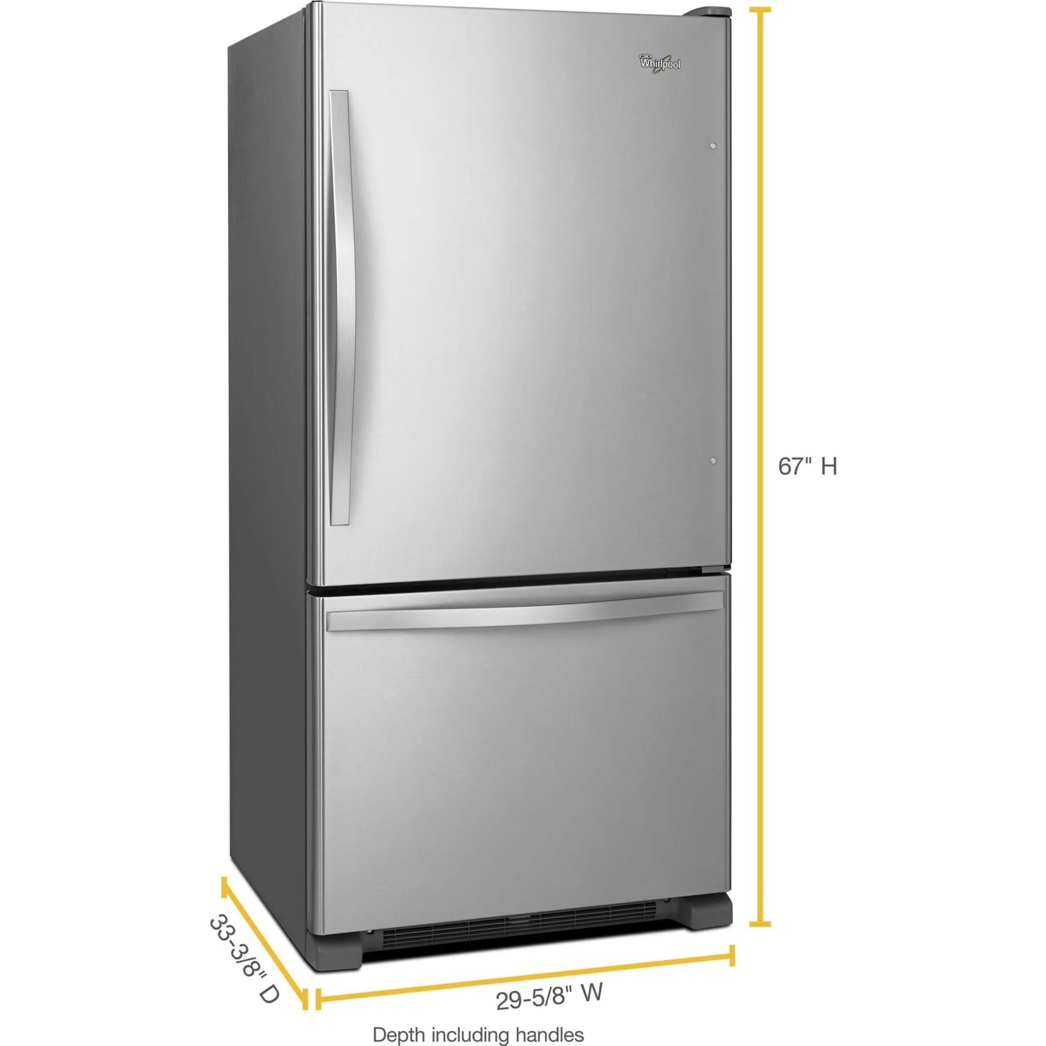 Whirlpool Bottom Mount Fridge (WRB329RFBM) - Stainless Steel
