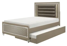 Youth Loudon Full Platform with Trundle Bed in Champagne Metallic