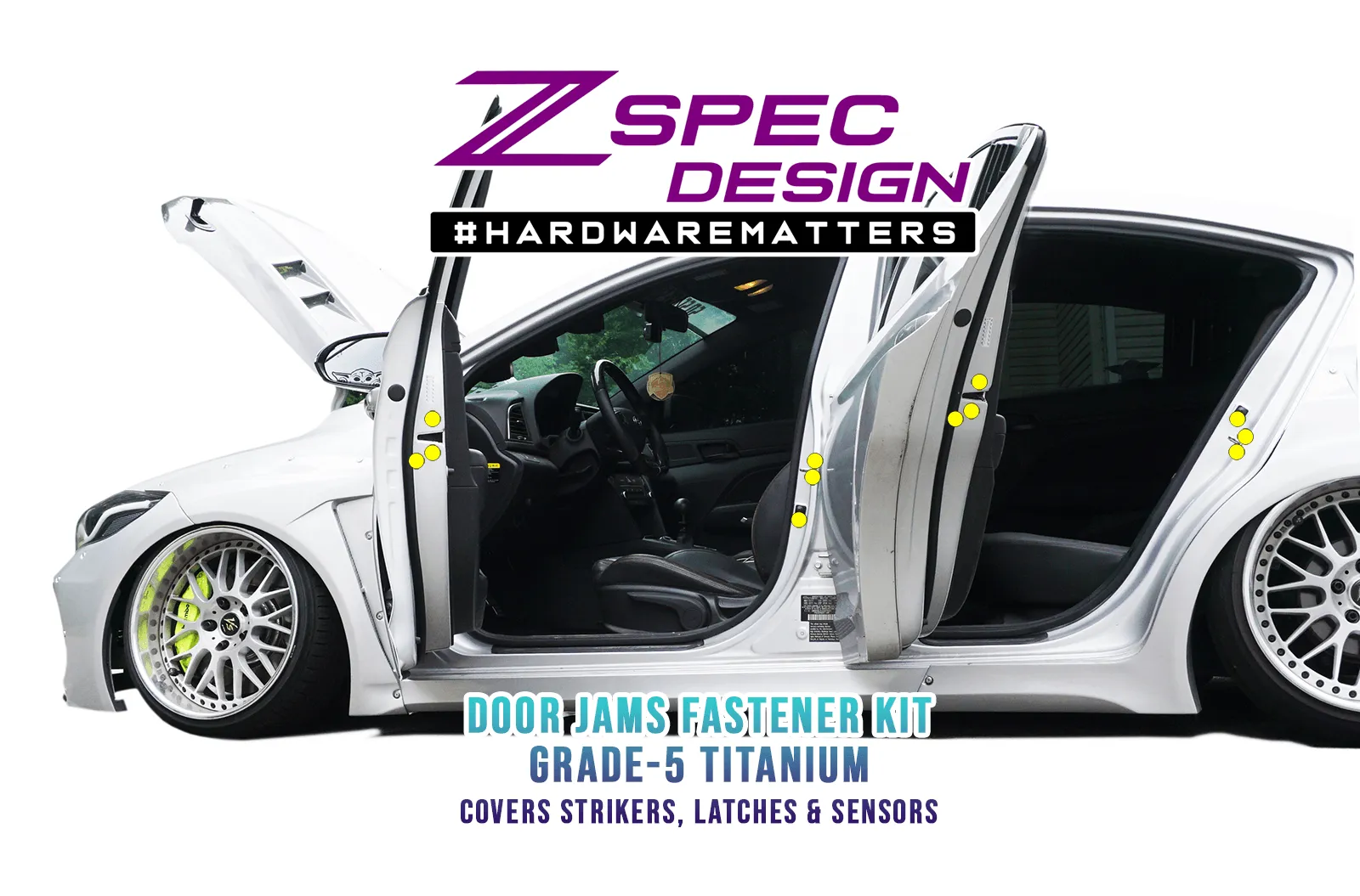 ZSPEC Dress Up Bolts® Fastener Kit for '17-18 Hyundai Elantra Door-Jams Area, Titanium