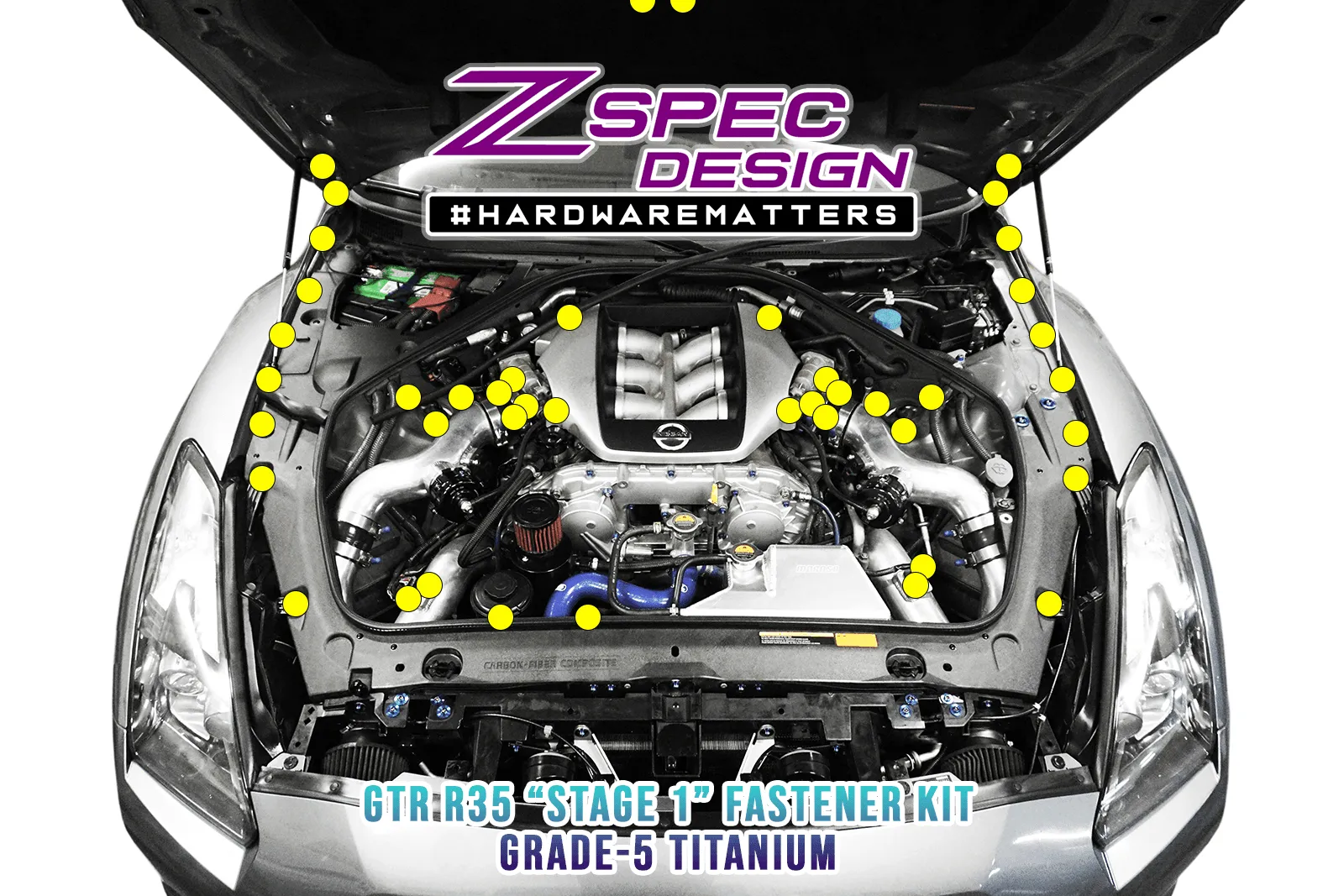 ZSPEC "Stage 1" Dress Up Bolts® Fastener Kit for '09-23 Nissan GTR (R35), Titanium