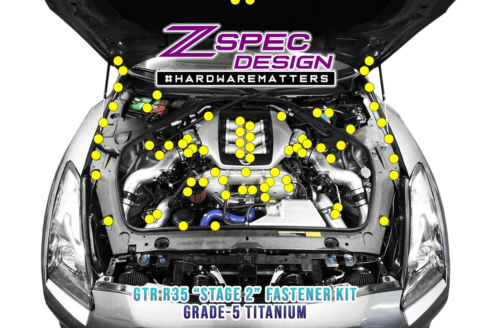 ZSPEC "Stage 2" Dress Up Bolts® Fastener Kit for '09-23 Nissan GTR (R35), Titanium