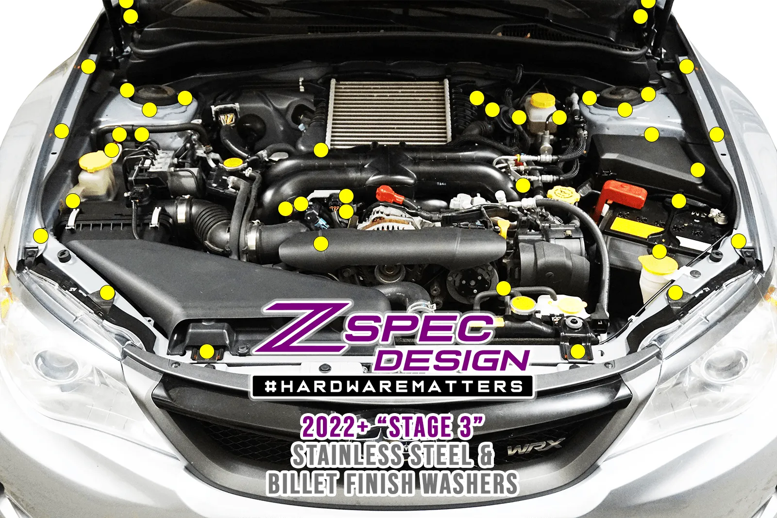 ZSPEC "Stage 3" Dress Up Bolts® Fastener Kit for '08-14 Subaru WRX & STi, Stainless & Billet