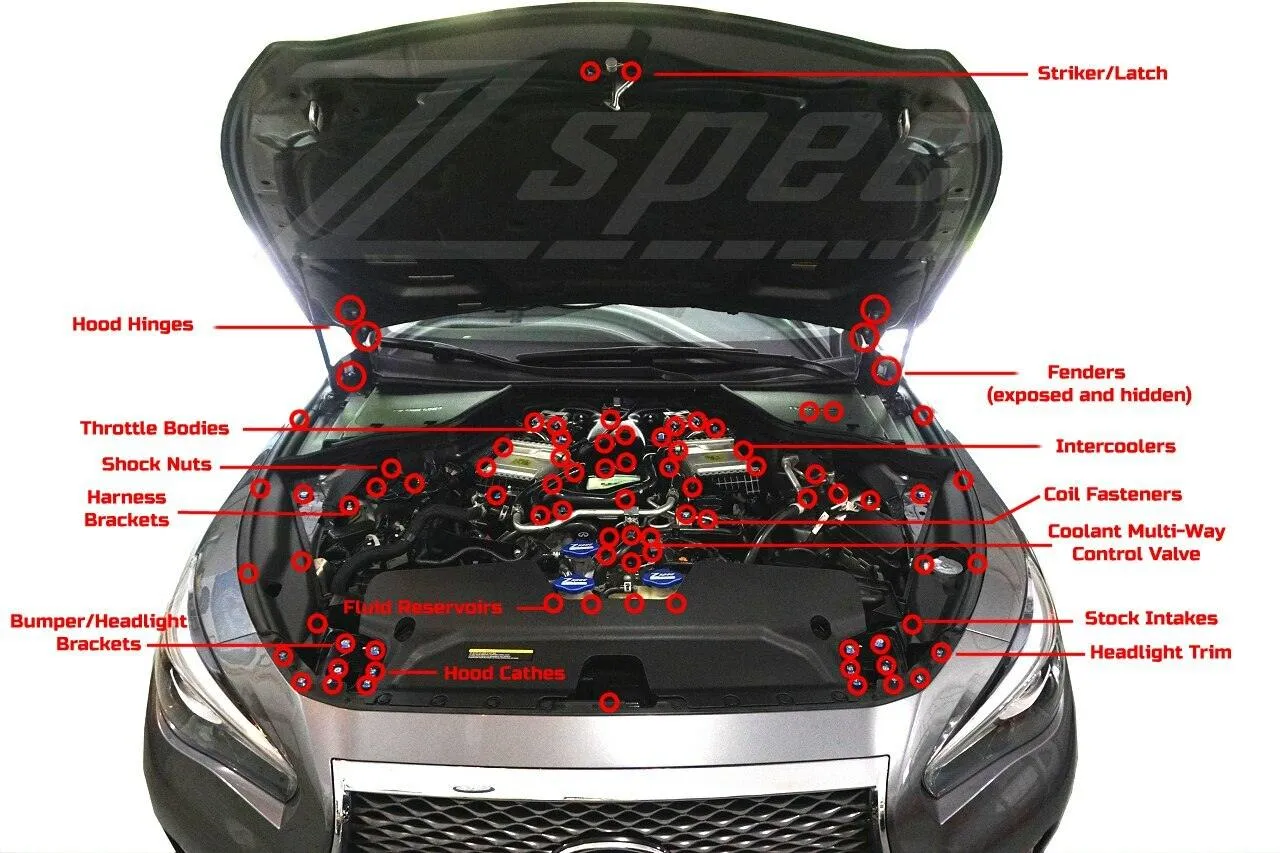 ZSPEC "Stage 3" Dress Up Bolts® Fastener Kit for Infiniti Q50/Q60 w/VR30DDTT, Stainless & Billet