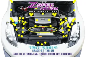 ZSPEC "Stage 3" Dress Up Bolts®/Fastener Kit for '03-'08 Nissan 350z DE & HR, Titanium